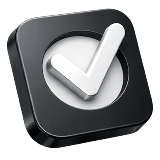 Approval checkmark icon in 3D style on the test prod about page